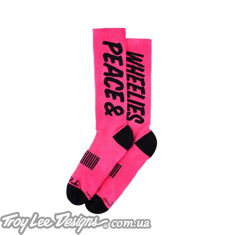 Шкарпетки TLD MENS PERFORMANCE SOCKS; PEACE &amp; WHEELIES [FUSCIA]